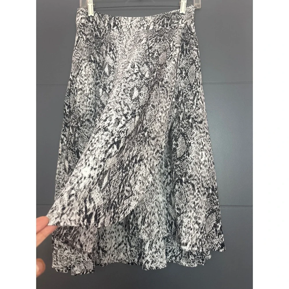 Saks Fifth Avenue Midi‎ Skirt Snakeskin Print Ruffle Hem